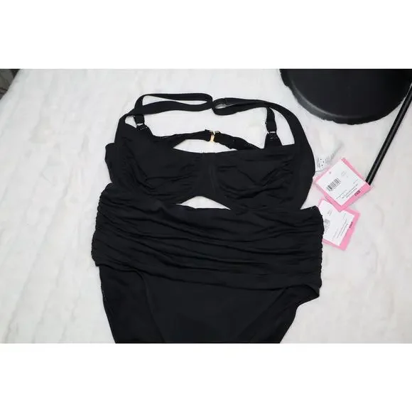 Kate Spade Women's Ruched High-waist Bikini Bottoms In Black - Picture 3 of 6